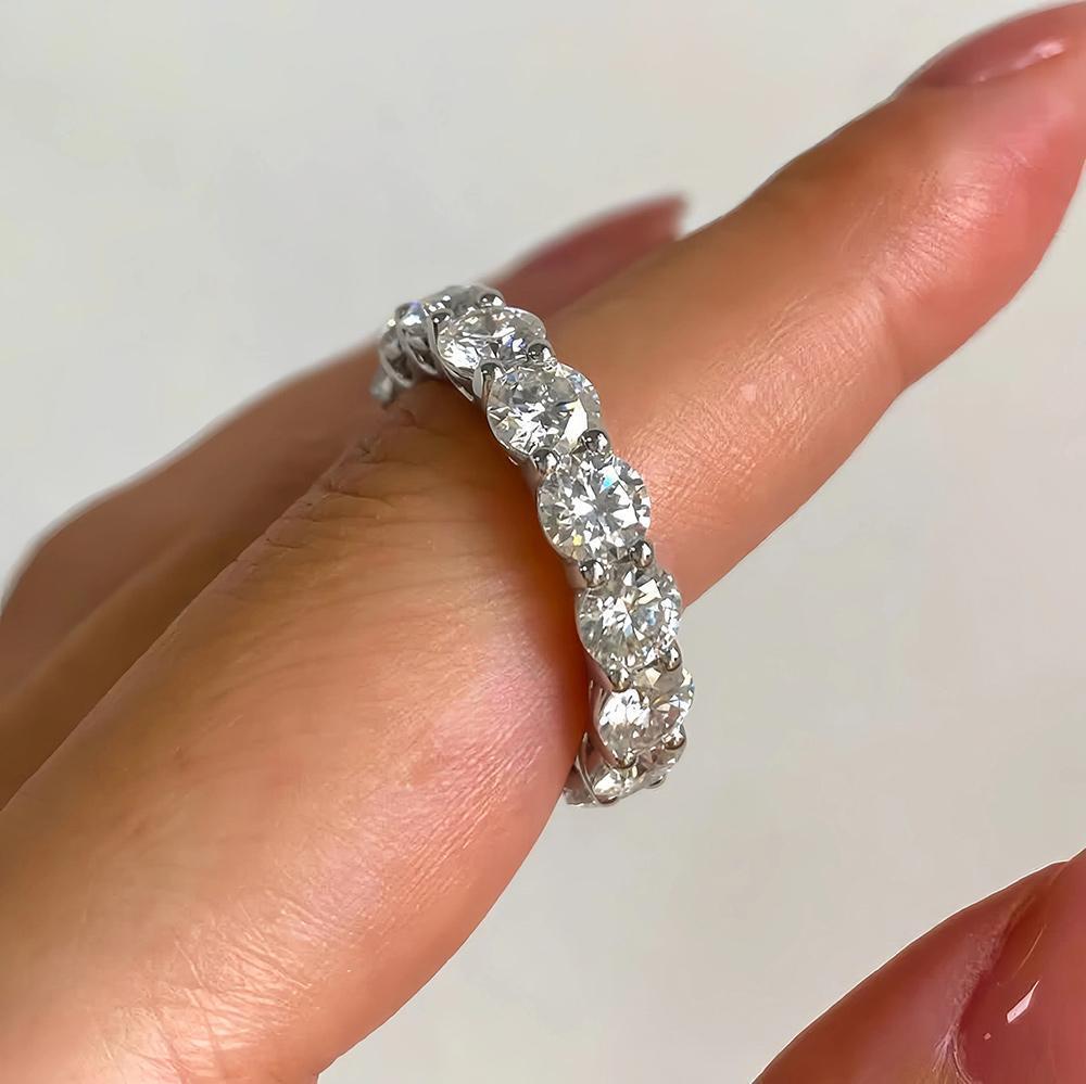 FEOBUR 5mm D Color Moissanite Ring with Certificate Women S925 Sterling Silver Full Diamond Wedding Eternity Band Jewelry Gift