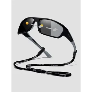 1pc Polarized Sports Cycling Fishing Fashion Glasses, Outdoor Fashionable Hiking Camping Riding Glasses With Silicone Eyeglasses Strap And Portable Eyeglasses Case And Cleaning Cloth