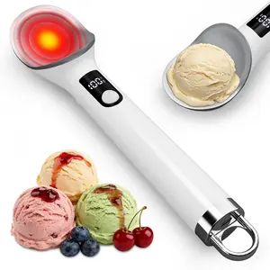 Upgraded Heated Ice Cream Scoop with Removable Battery, Electric Ice Cream Scooper with LED Display, Dishwasher Safe, Heats to 158°F for Hard Ice Cream - Easy for Seniors
