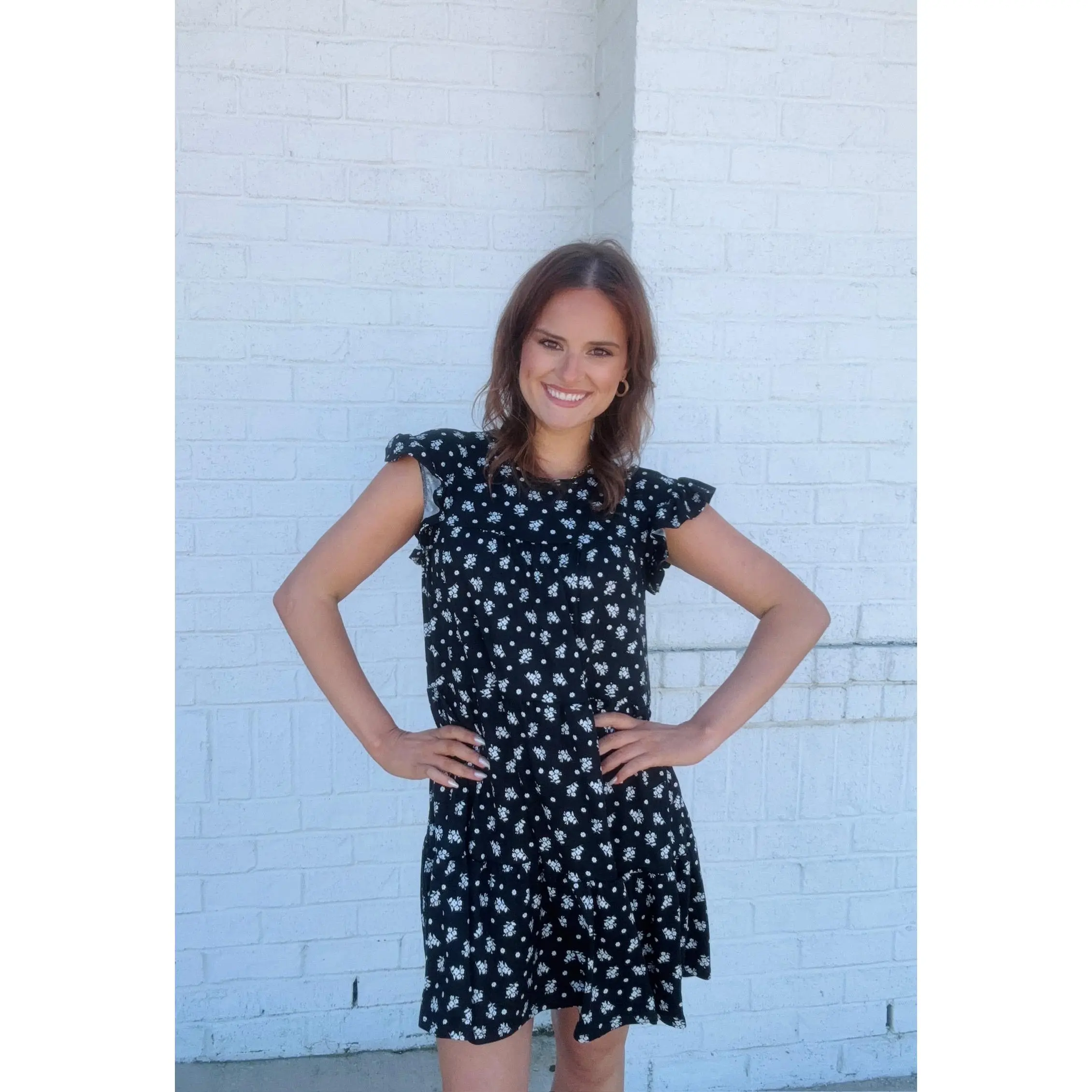 Floral Ruffle Sleeve Tiered Dress