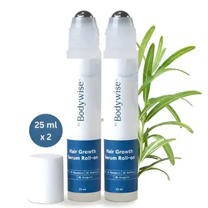 2 Packs Flash Sale Be Bodywise Advanced Hair Density Roll-On Serum 25 ml | 5% Saw Palmetto, 3% Rosemary, 1% Caffeine Herbasome & 3% Fenugreek | Scalp Serum for Reduced Hair Fall | Men & Women