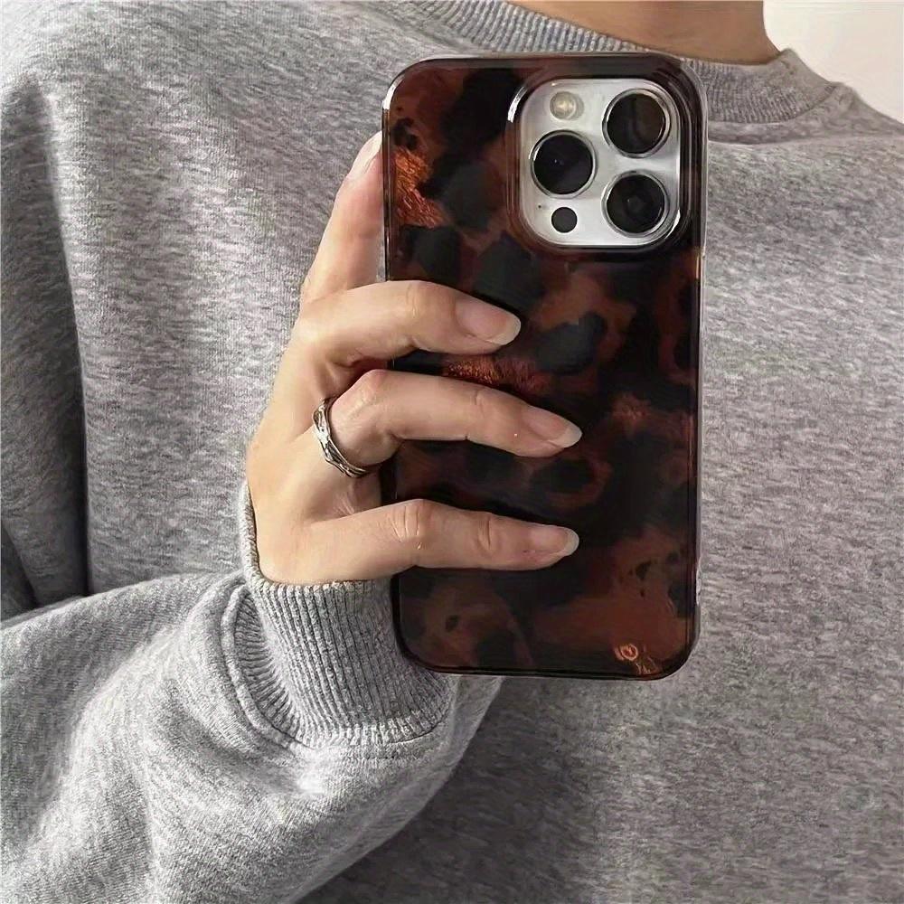 Retro Tortoiseshell Pattern Phone Case, Anti-Drop Protective Case for Women, Phone Accessory Compatible with iPhone 12/13/14/15 Pro Max, Cover, Protector