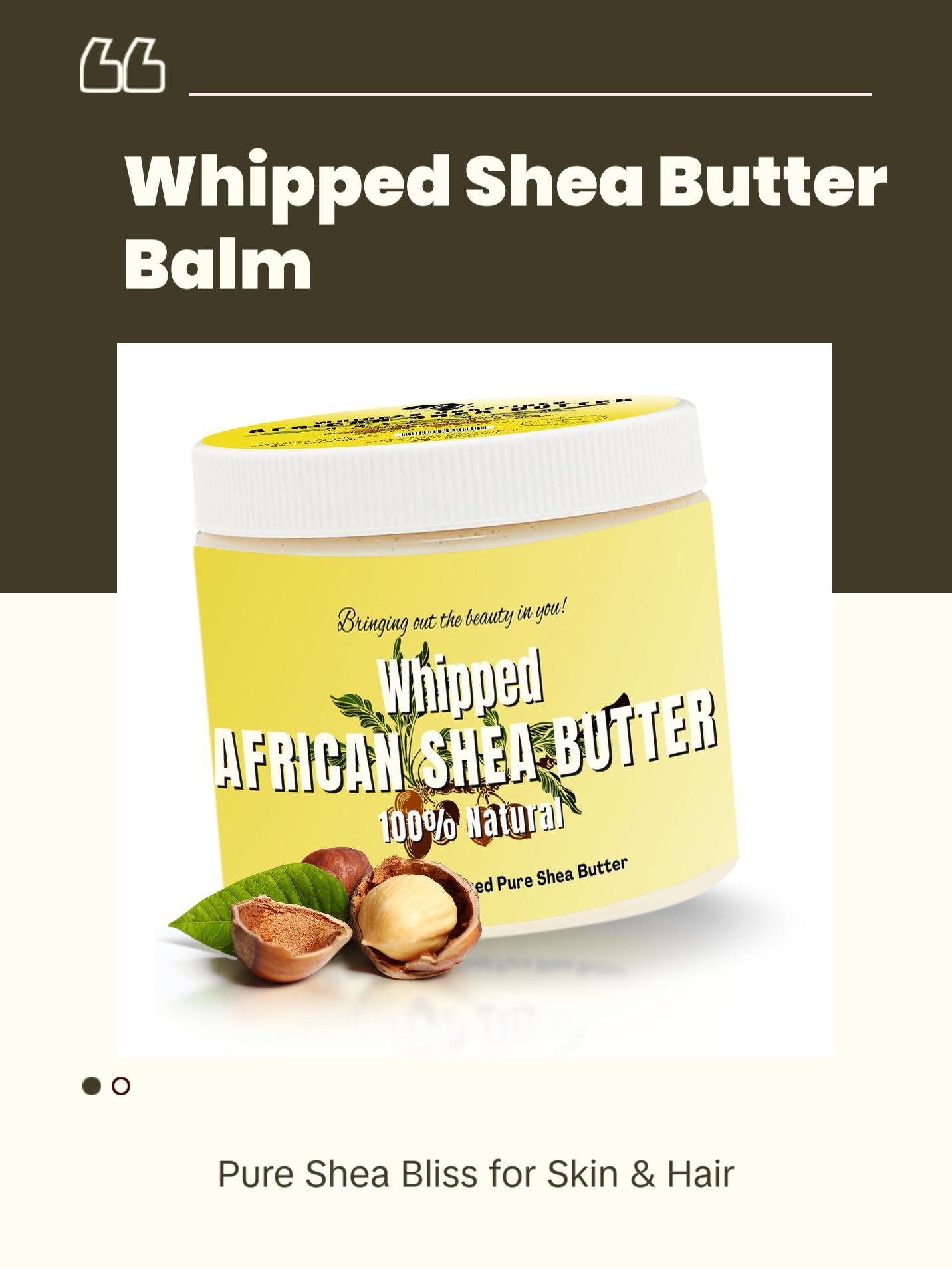 RA COSMETICS Whipped Shea Butter Unscented - 100% Pure and Natural African Shea Butter for Men & Women - Ultimate Handcrafted Moisturizer with Essential Vitamins for Radiant Skin & Luscious Hair