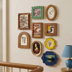 Vintage Art Photo Frames, Solid Wood Frame, Suitable for Displaying 4x4 and 4x6 Inch Photos or Art Prints, Valentine Gifts, Pet Photos, Art Photos