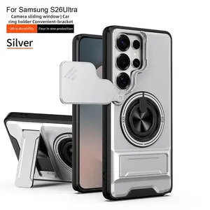 360 Degree Rotating Ring Kickstand Phone Case, Compatible with Samsung S21/S22/S23/S24/S25 Ultra, High-Grade Fashion Aesthetic, Practical Viewing Stand, Durable TPU+PC Armor Shell, All-Round Camera Lens Protector, Unisex Design,, Accessories, Smartphone