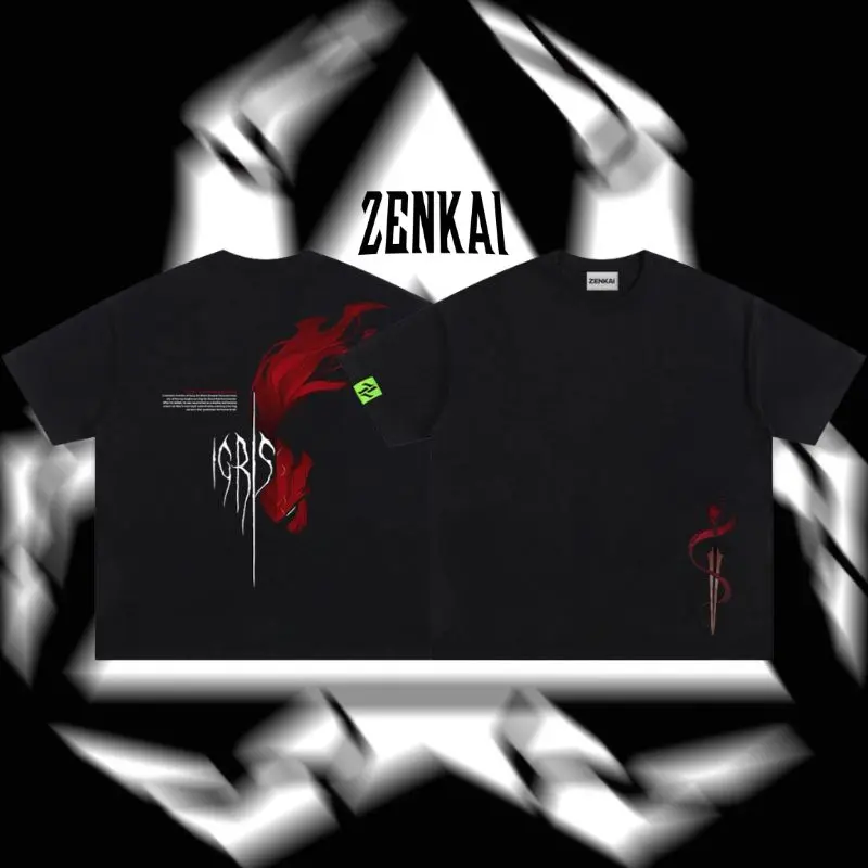 [Zenkai] Igris Vintage Washed Oversized T-Shirt & Hoodie – Solo Leveling Shadow Knight Anime Graphic, Dark Red Flame Minimalist Design, Arise Shadow Army Streetwear, Heavyweight Cotton Unisex