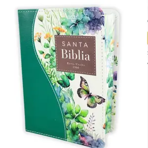 Biblia de Bolsillo RV1960 imit piel con canto floral verde