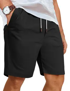 COOFANDY Mens Casual Shorts Cotton Elastic Waist Shorts Drawstring Summer Beach Shorts