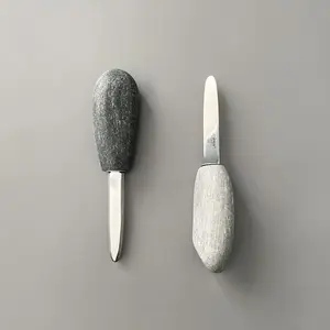 Stone Oyster Knife – Handcrafted Shellfish Shucker with Natural Beach Stone Handle – Premium Stainless Steel Blade for Oysters, Clams & Seafood – Made in Maine, USA