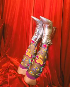 Y2K Hearts Black Sheer Knee High Sock
