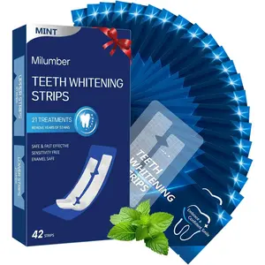 Sensitive Teeth Whitening Strips, 42 Strips, Deep Stain Removal Teeth Whitening, Enamel Safe Non-Slip Dry Strips Technology, Whitens Teeth, Mint Flavor
