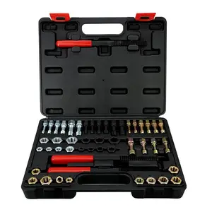 YOWIN Thread Repair Tool Set - 49PCS Metric SAE Bolt Restorer Kit for Automotive Wheel Studs & Spark Plugs with Hex Taps & Dies for Precision Rethreading, with Versatile Storage Box/Tool Bag