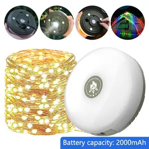 4 in 1 Outdoor String Light, Rechargeable LED String Light, 8 Modes Portable Emergency Light for Hiking, Tent, Yard, Lighting Modes
