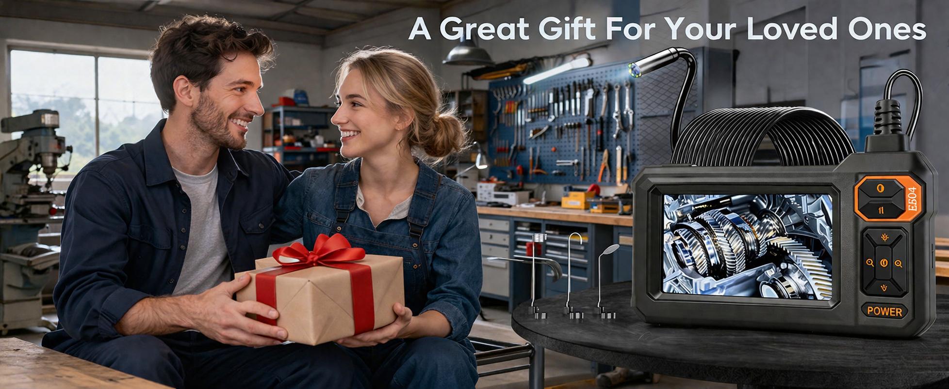 SEESE 16.5FT Borescope Camera with Light, 4.3" HD Screen, Waterproof Endoscope with 8 LED Lights, Semi-Rigid Cable for Sewer, Drain, Pipe Inspection