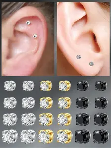 Fake Nose Stud Stainless Steel, Clear Diamond Cz Fake Nose Ring, Fake Nose Piercing, Fake Lip Ring, Fake Cartilage Helix Earring