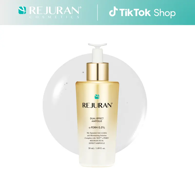 REJURAN Dual Effect Ampoule, DOT DUAL c-PDRN - Rejuvenating Face Serum for Radient Glass Skin, Wrinkle and Fine Line Treatment, Firming, and Deep Hydration, Korean Skincare (1.69 fl oz)