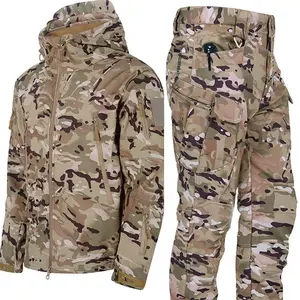 New Men's Winter Jacket Tactical  Sets FleecedWindproof Waterproof Padding Suits  Uniform Pockets Camo