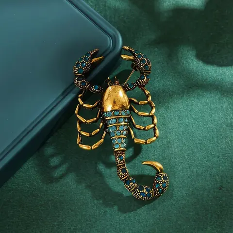 Water Drill Retro Vintage Scorpion Brooch, Alloy Brooch Pin, Punk Style Men's and Women's Dress Pin, Unique Lapel Button, Fashion Accessory for All Seasons, Men Accessories, Jewellery