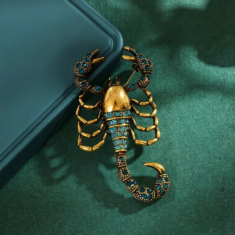 Water Drill Retro Vintage Scorpion Brooch, Alloy Brooch Pin, Punk Style Men's and Women's Dress Pin, Unique Lapel Button, Fashion Accessory for All Seasons, Men Accessories, Jewellery