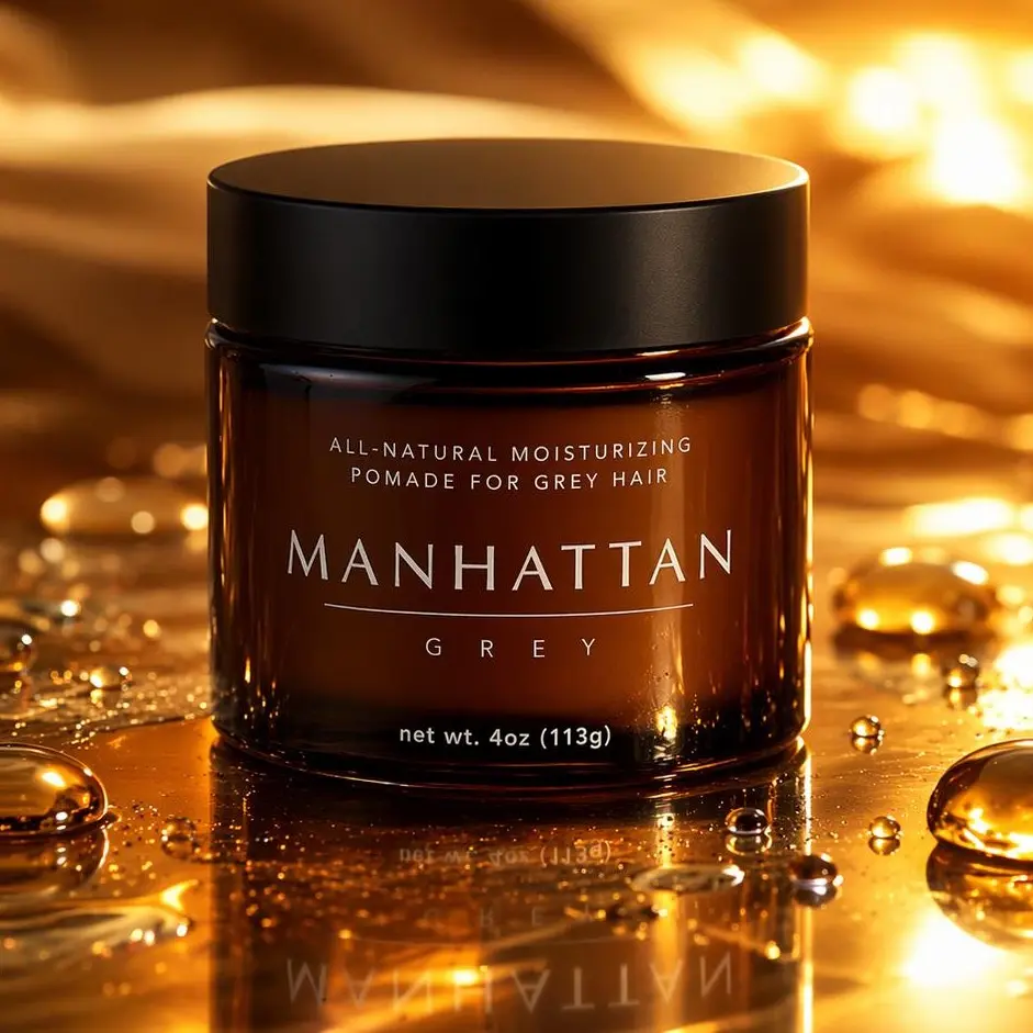 Moisture Pomade for Grey Hair - 10 Botanical Oils & Vitamin E - Non-Drying Nourishing Styler with Soft Hold & High Natural Sheen | Manhattan Grey