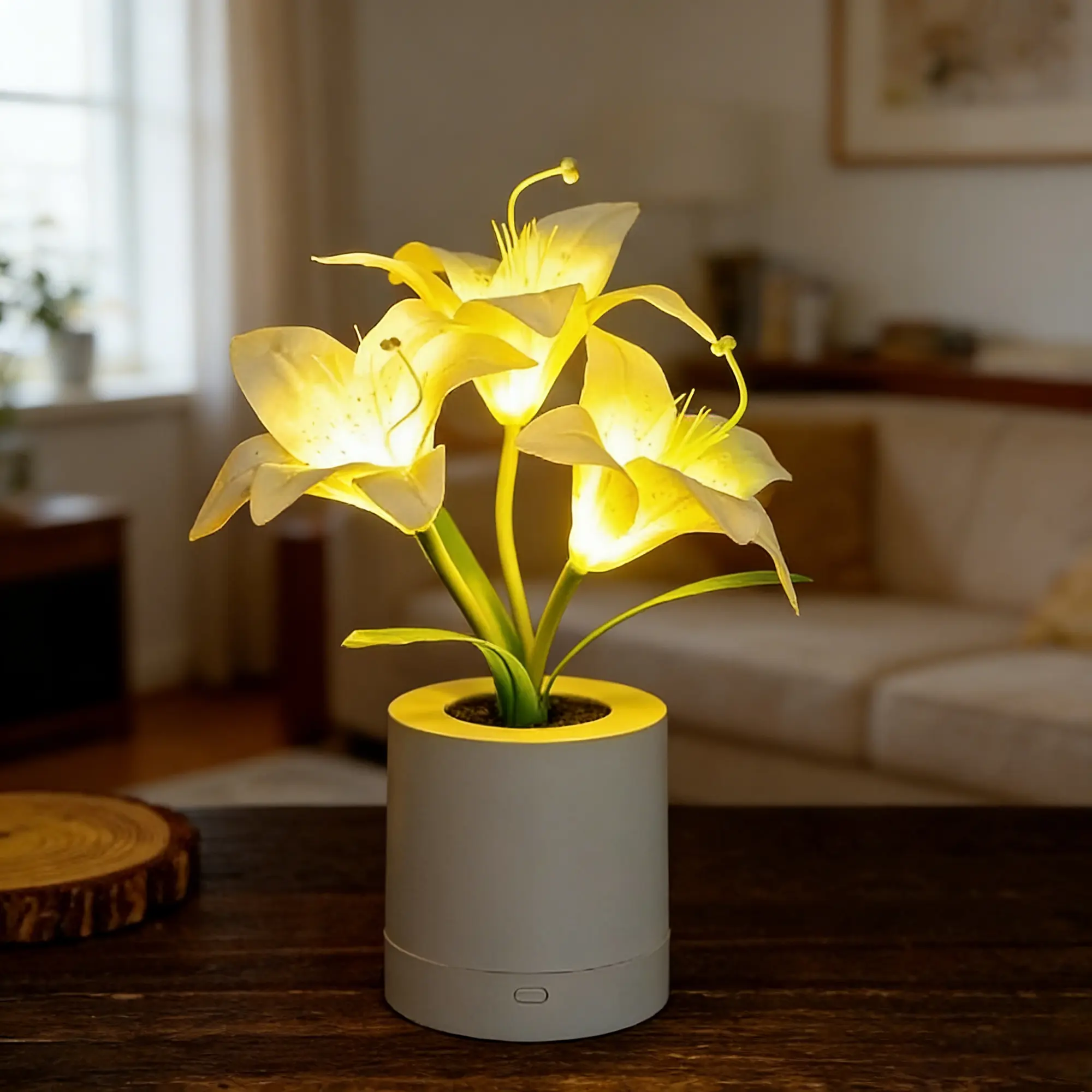 Lifelike White Lily Artificial Flower Design Lamp - Battery-Powered Ambient Lighting, Women's Gifts for Christmas Birthdays, Indoor Home Decor for Bedroom Study Wedding, Womens Gifts