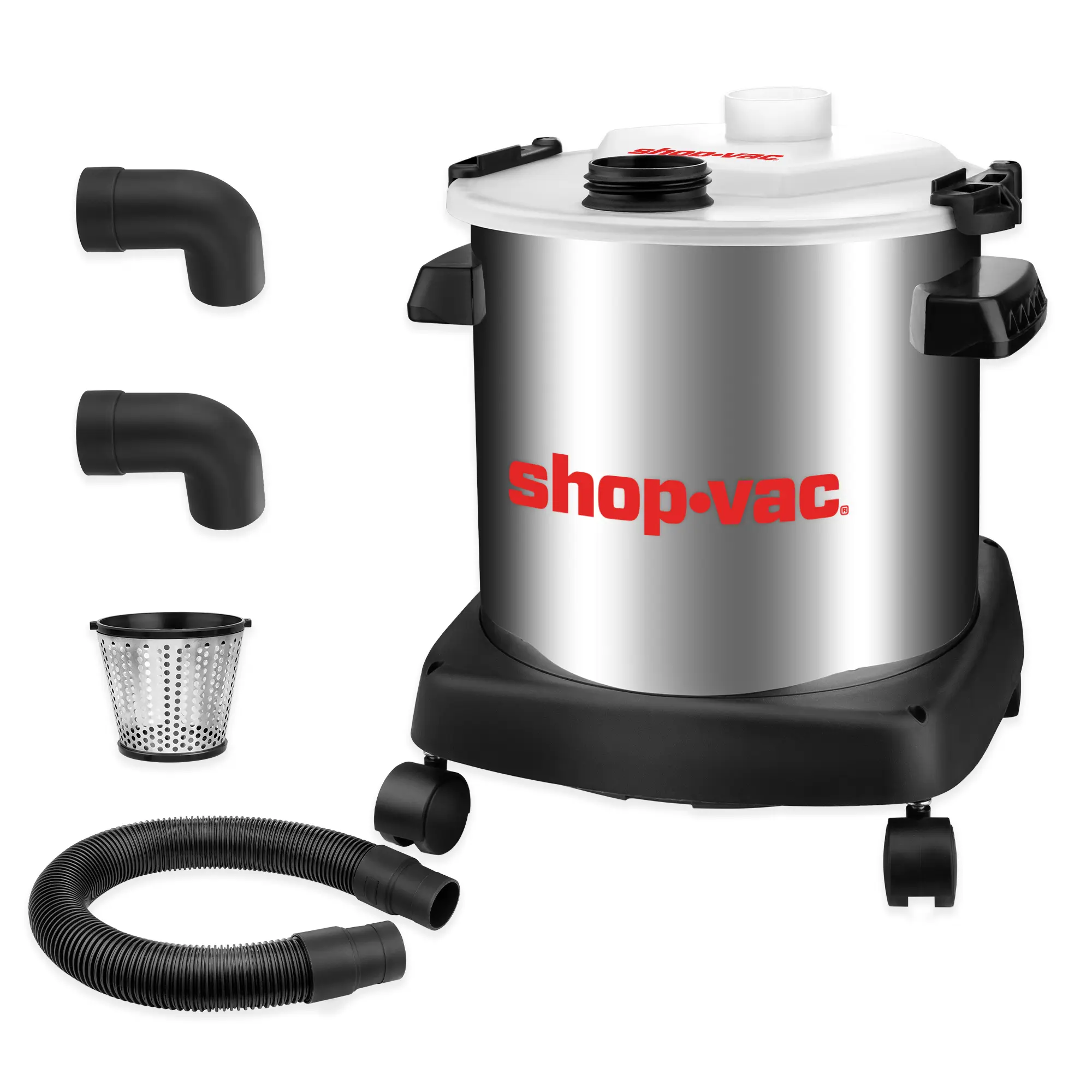 #summersale Shop-Vac Dust Collector with 5 Gallon Stainless Steel Tank, Movable Bucket for Woodworking, Easy Disposal of Dust & Debris, Prolong Filters Life, Elbow Fittings, 2-1/2" Hose and Filter Included