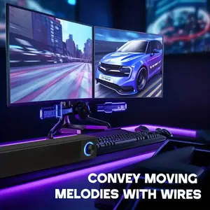 D1 Computer Speakers, Computer Strip Speaker, Hi-fi Stereo Sound, 3. 5mm Extension Connector, USB Powered Computer Speakers for Desktop Monitors, PC, Notebook, Tablet, Tablet Speaker, Pc Audio, Modern Audio