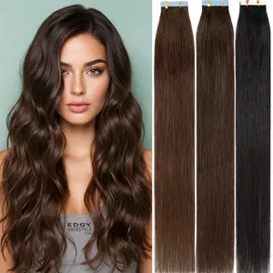 10Pcs Invisible Tape in Hair Extensions 100% Remy Real Human Hair Seamless Tape ins Human Hair Extension 10 Pieces Silky Straight Blonde Highlight 12-24 inch