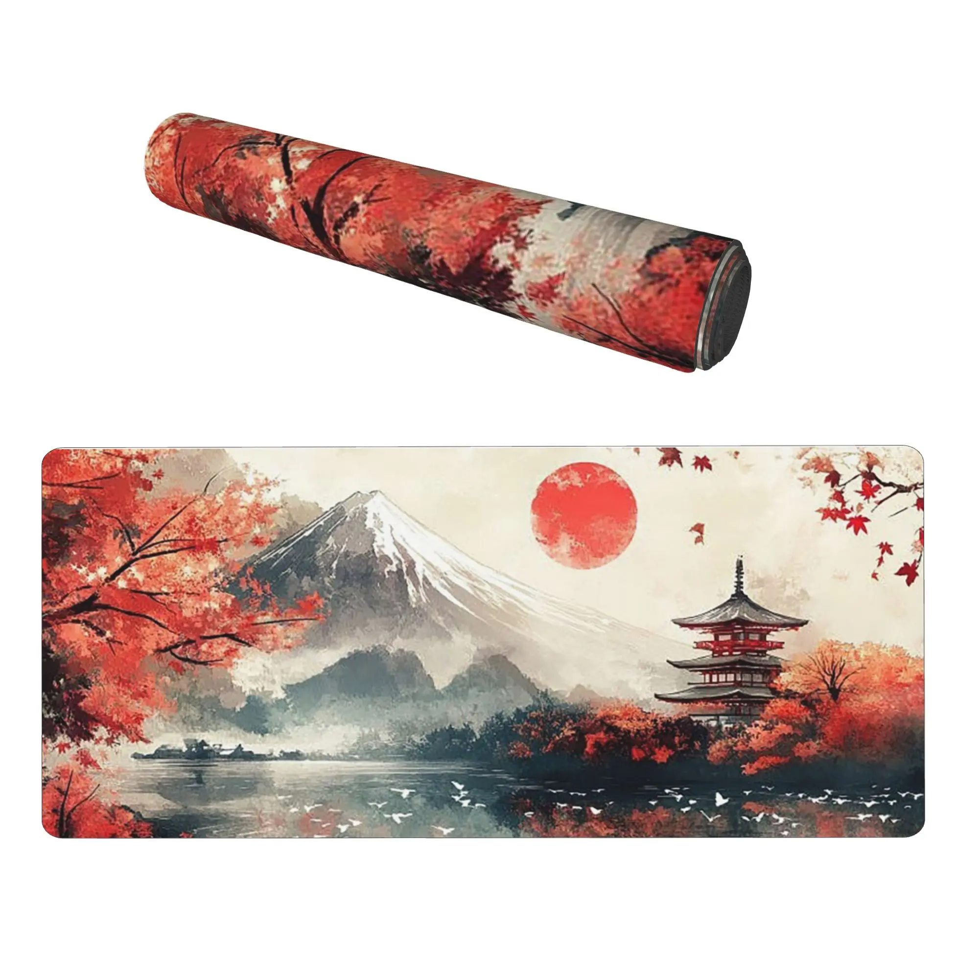 Japanese Red Maple Mountain Scenery XXL Mouse Pad Large Gaming Mouse Desk Mat 31.5 X 15.75 Inch Computer Keyboard Mousepad with 3mm for Gaming Office