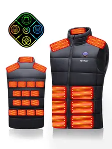 HEYALLY Men‘s Ultra Lightweight Heated Vest, 23 Heating Zones & 5 Heat Levels, USB Portable Charging (Battery Pack Not Included), Soft Shell Electric Warming Vest for Outdoor, Camping, Hiking, Perfect Gifts for Christmas Valentine’s Day for Him