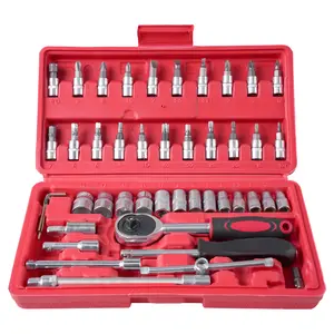 [Summer Vibes] 46-Piece Ratchet Wrench Set, Mechanic Tools Kit – Versatile for Automotive Emergency Repairs, General Household Mechanical Maintenance; Standard Quality, Fully Functional with Uncompromised Usability