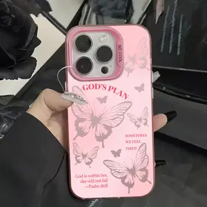 Butterfly and Psalms Phone case for iPhone Samsung Galaxy 17Pro Max Air 16E 15Plus 14 13 12 11 XR XS S25 S24 S23 S22 S21 Phone Case,Protective Silicone Cover, Protection Durable, Shockproof Drop,Gradient Design,Faithfully,Best gifts for girls.WC56