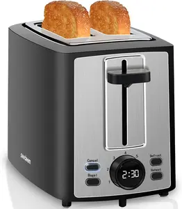 Toaster 2 Slice, Bread Toaster with LCD Display, 7 Shade Settings, 1.４'' Extra Wide Slots Toaster with Cancel, Bagel, Defrost, Reheat Functions, Removable Crumb Tray, 900W new toaster bagel function toaster kitchen  toaster Appliances Household
