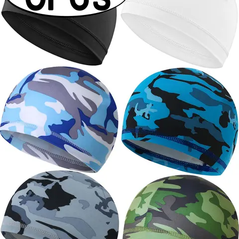 6Pcs-Summer Motorcycle Helmet Liner Sweat Absorbent Sun Protection Breathable Inner Headscarf Cap Camouflage Multiple Colors Available Fitted Hats Helmet Liner Caps