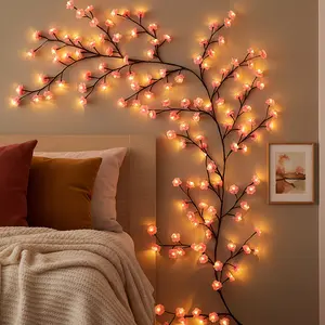 96-Light Cherry Blossom LED Chandelier USB-Powered DIY Holiday Vine Light For Living Room & Bedroom Wall Decor IP44 Waterproof Indoor & Outdoor LED Vine Lights Perfect for Autumn & Winter Decor indoor room decor Valentine's Day Romantic Fairy Lights