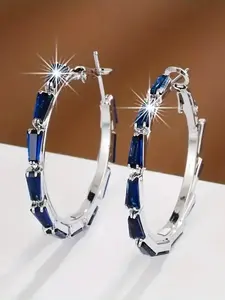 Artificial Zircon Decorated Hoop Earrings, Elegant Minimalist Earrings, Fashionable Earrings for Women, Trendy All-match & Exquisite Jewelry for Birthday Gift, Zirconia Hoop Earrings