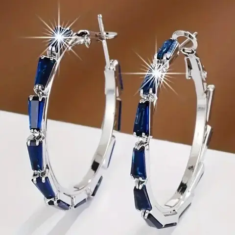 Artificial Zircon Decorated Hoop Shape Earrings, Elegant Minimalist Earrings, Fashionable Earrings for Women, Trendy All-match & Exquisite Jewelry for Birthday Gift, Sparkling Zirconia Hoop Earrings, Earrings Hoops