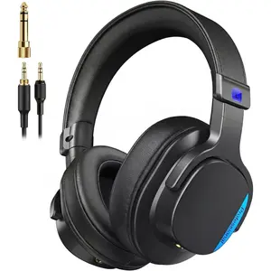 Studio Headphones Wired, Hi-Res Over Ear Headphones with 3.5/6.35mm Detachable Jack, 180? Flip Earpads, 45mm Drivers Professional  Headsets for Mixing, DJ, Recording, Guitar, Piano-HD01