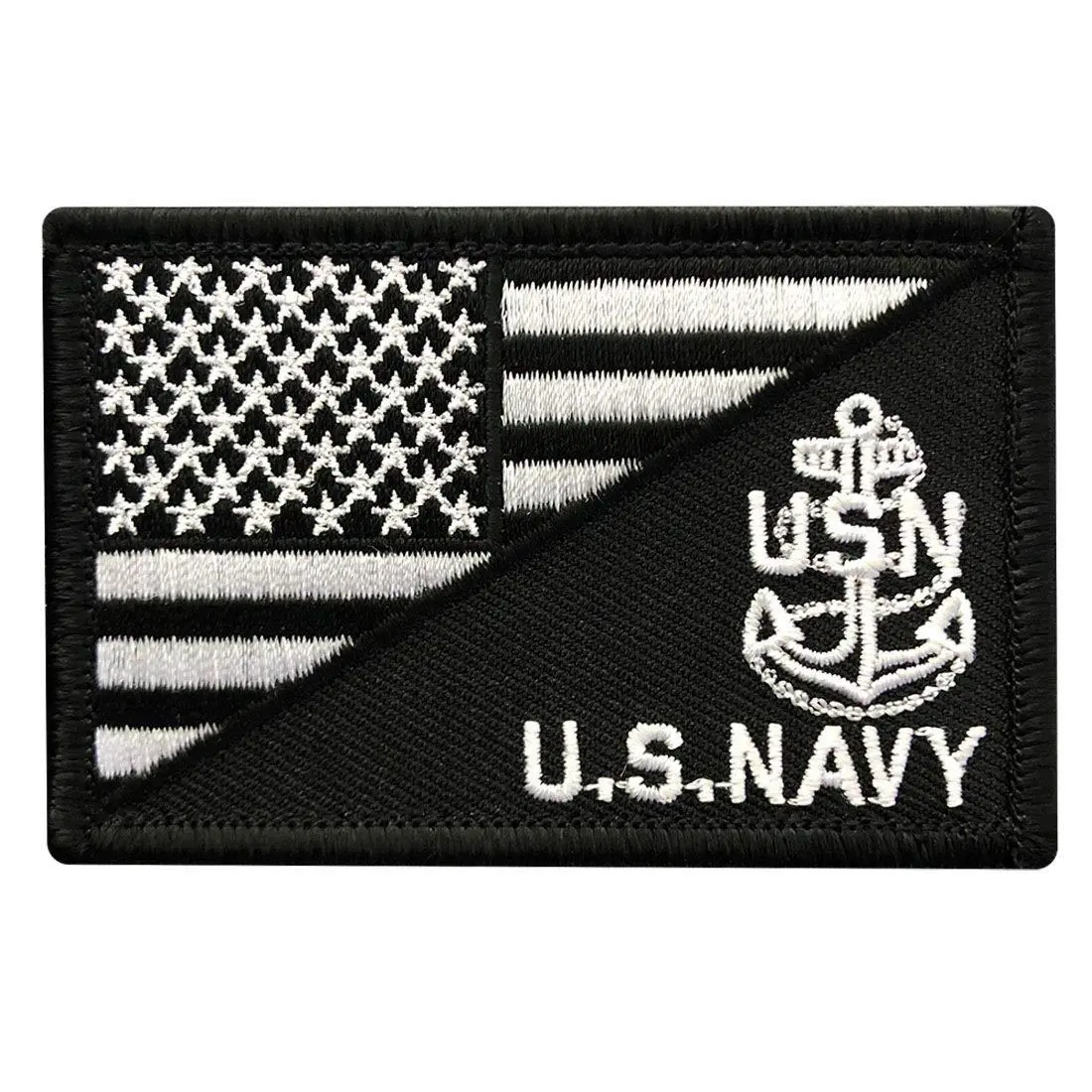 American USA Flag Navy Anchor Hook Fastener Patch [3.0 X 2.0 - MTN4]