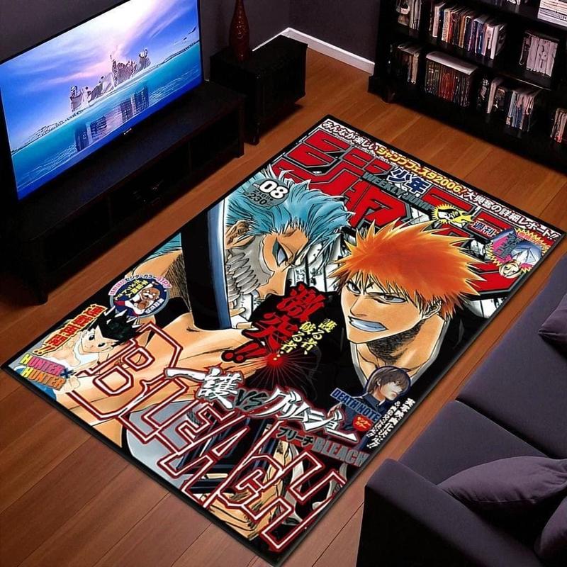 Bleach Manga Cover Rug- Colorful Anime Floor Carpet- Washable Non Slip- Gaming Room, Hobby Space, Collector Decor- Ichigo vs Grimmjow Scene