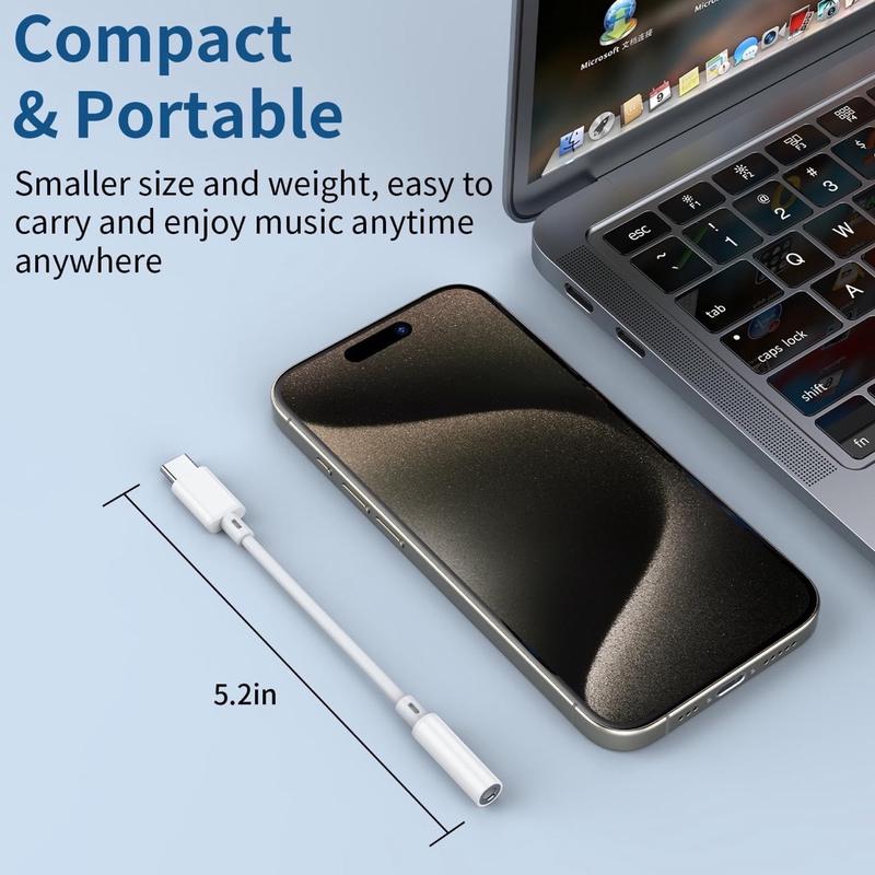 USB C to 3.5mm Headphone Jack Adapter for iPhone 16/16 Pro/15/15 Pro/Pro Max/Plus, Type C Aux Audio Dongle Cable Cord Compatible with iPad, Samsung Galaxy S23/S23/S22/S21Ultra, MacBook,Note 2 Pack