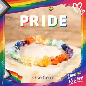 Pride Rainbow Crystal Chip Bracelet – Handmade Natural Gemstone Beads – Irregular Freeform Design – Unisex Jewelry Gift for Women, Men & LGBTQ+ Community