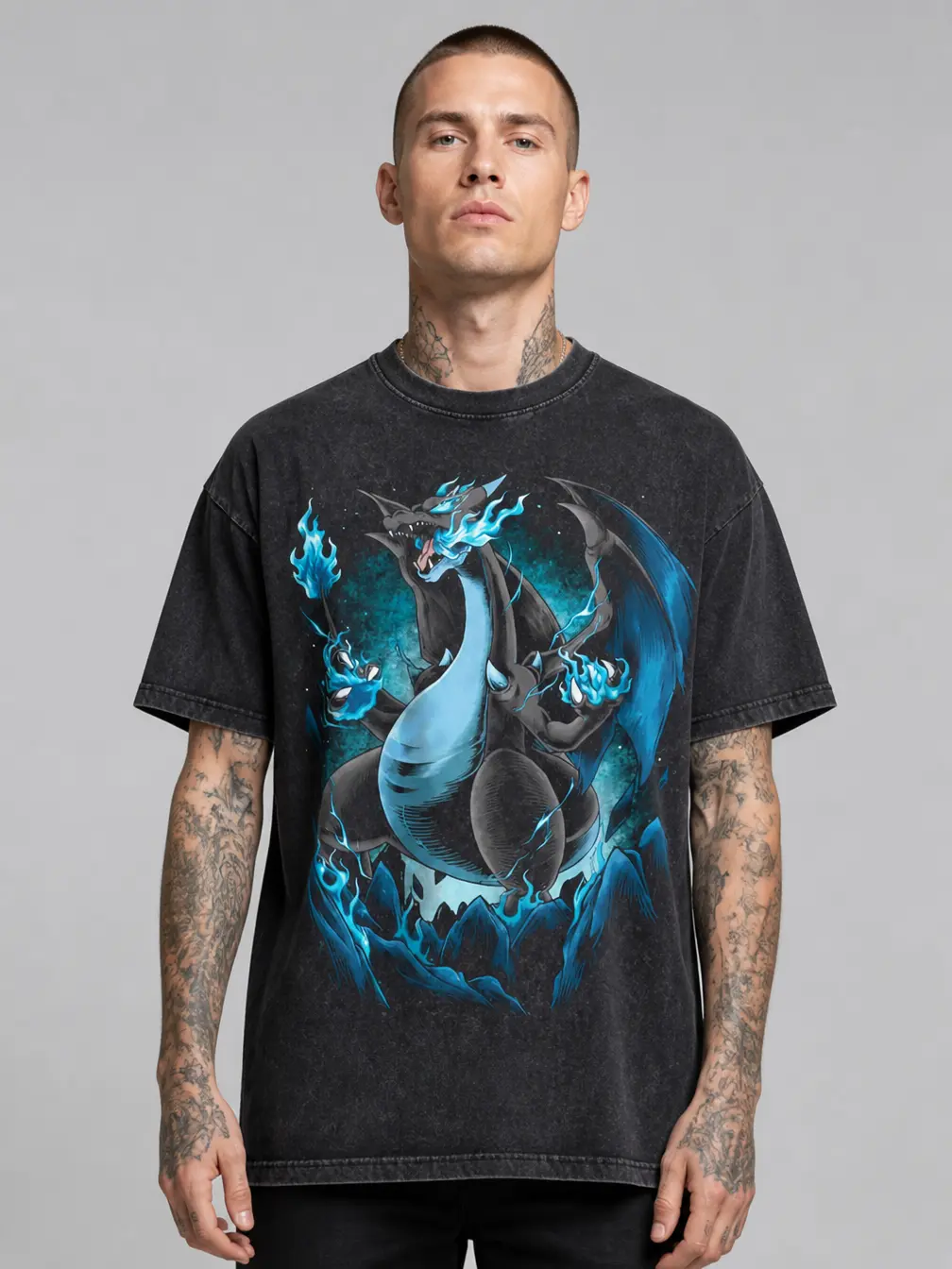 Mega Charizard Shirt Anime Shirt, Vintage T-Shirt- Unisex Menswear & Womenswear - Streetwear Tops - Casual Cotton Crewneck Shortsleeve Tshirt Graphic