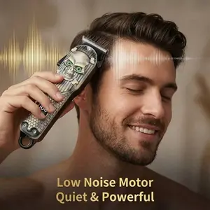 Professional Cordless Hair Trimmer with T-Blade – Low-Noise Copper Motor, 1200mAh Battery, 2.5H Runtime, USB Fast Charging for Beard Lining & Carving