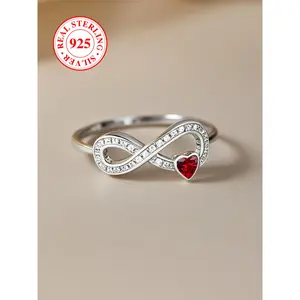 S925 Sterling Silver Infinity Love, Artificial Zirconia Elegant Women's Stackable Ring, Engagement Wedding Rings, Bridal Wedding Engagement Jewellery Suitable for Daily Dating Wear