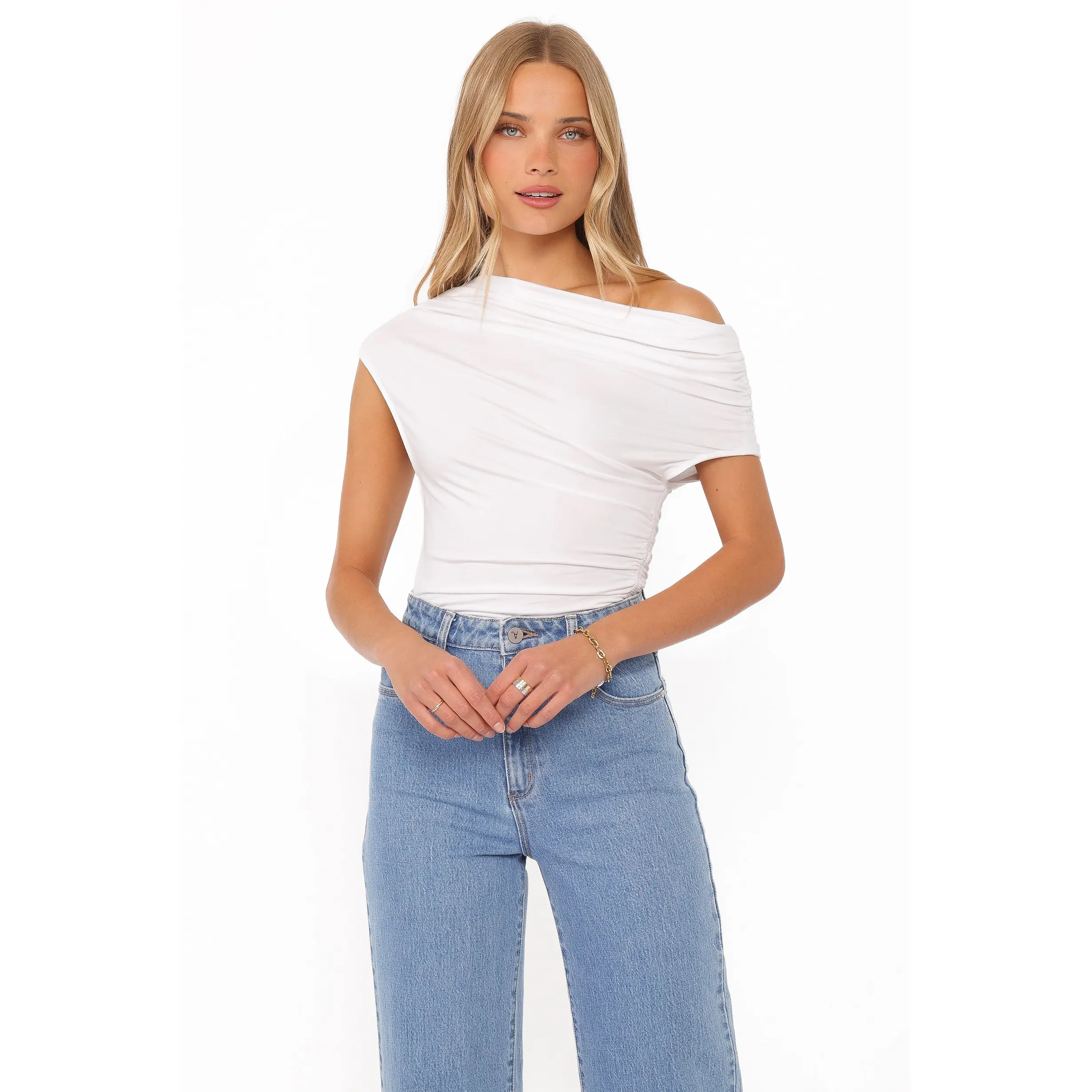 Jacki Asymmetric Top - White