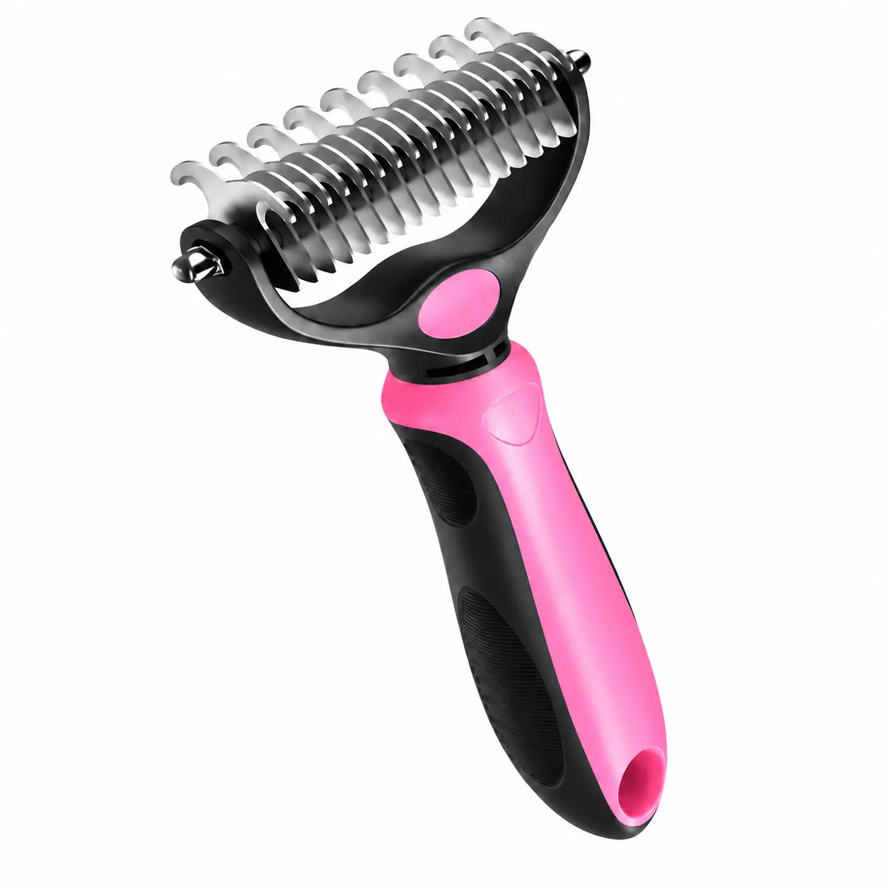 Double-Sided Pet Dematting and Deshedding Comb, Grooming Tool for Long-Haired Dogs and Heavy-Shedding Pets in Home and Salon, Stainless Steel Curved Blades and Non-Slip Ergonomic Handle,Home Essentials