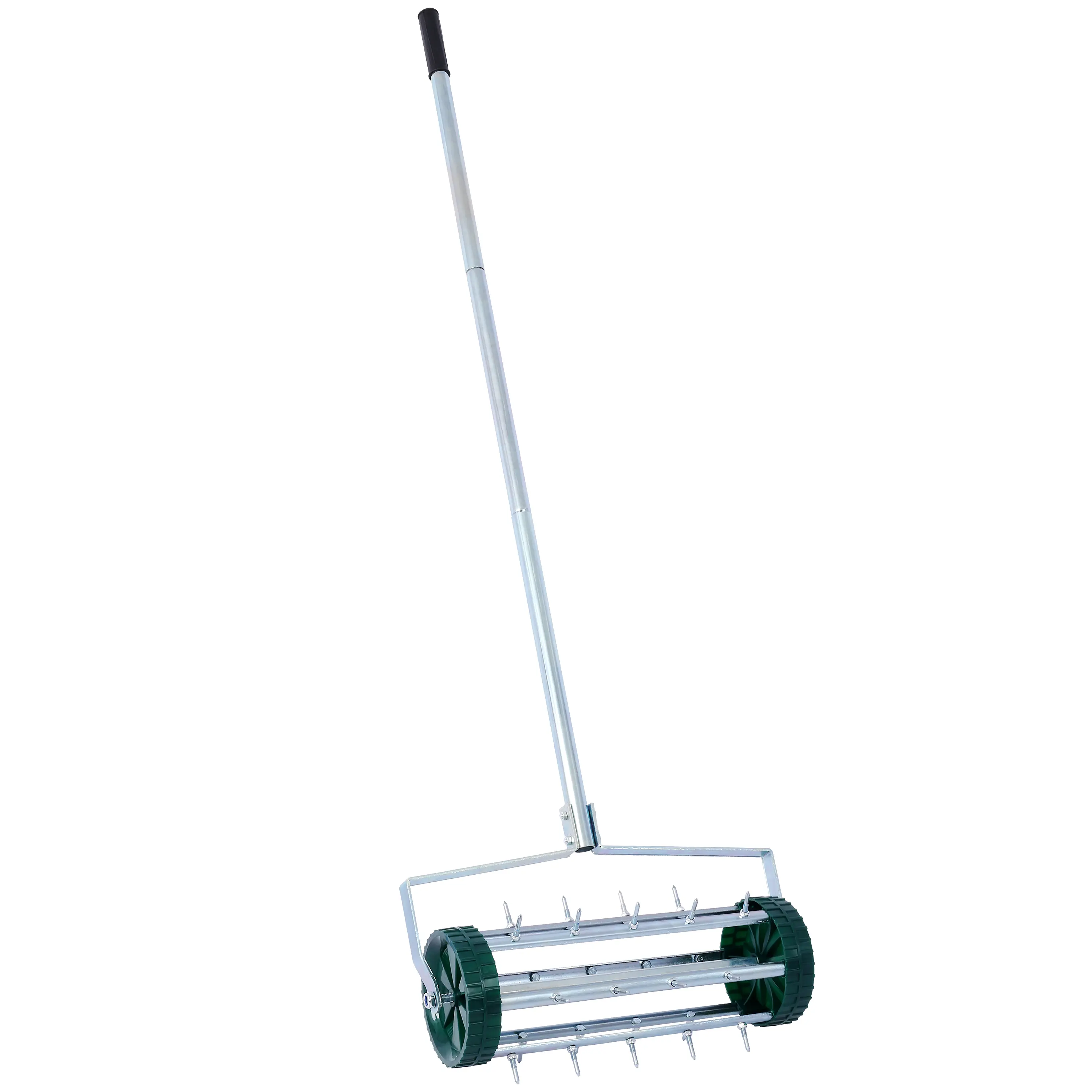 DONEXT Spike Lawn Aerator - 49-In Steel Handle Heavy-Duty Rolling Garden Tool, Galvanized Steel Construction, Protective Mud Cover, Portable, 6-In Height, 18-In Width, 57-In Length, 7.5 Lbs for Efficient Soil Aeration, 6 Inches