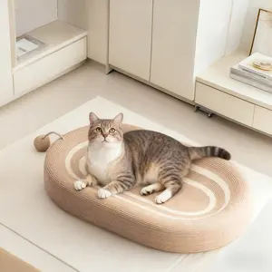 3-in-1 Scratching Post Extra Large Mattress, Pet Comfortable Sitting Area, Non-Slip Oval Design, Strong, Durable & Abrasion Resistant Cat Gear, Curved Design