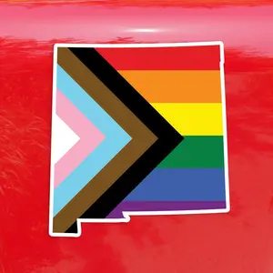 New Mexico State Shape Progress Pride Flag LGBTQ POC Transgender Flag - Vibrant Color Vinyl Decal Sticker